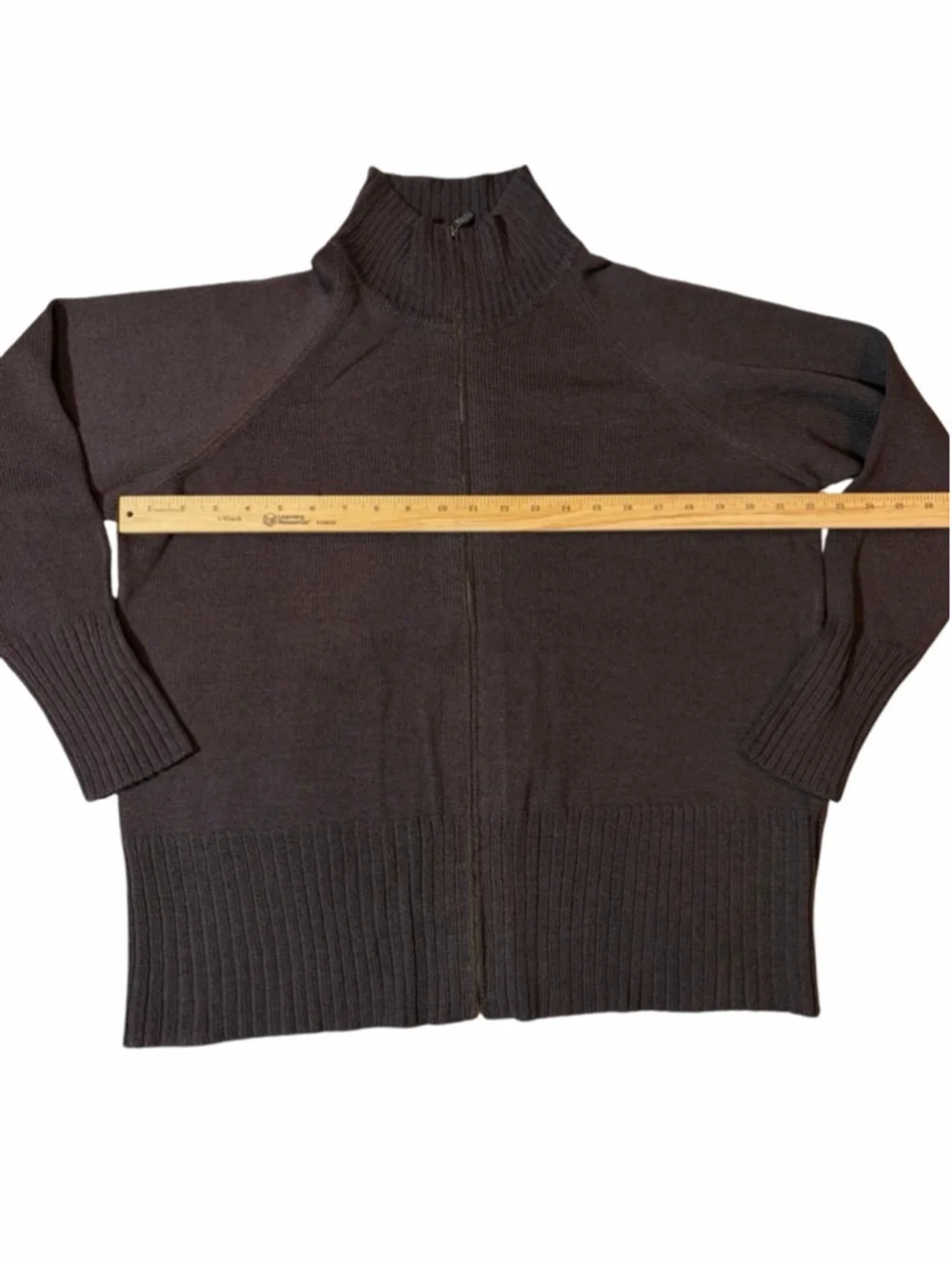 Baobei New York Wool Blend Zip Mock Neck Cardigan Sweater XL Brown